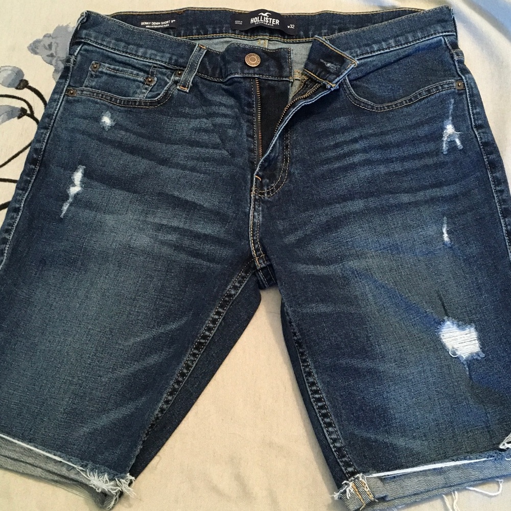 Hollister Dark Wash Distressed Denim Shorts